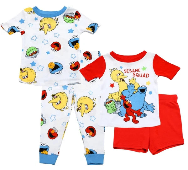 Sesame Street Elmo Pajamas for Toddlers, 4 Piece Cotton Elmo Pjs for Boys,...