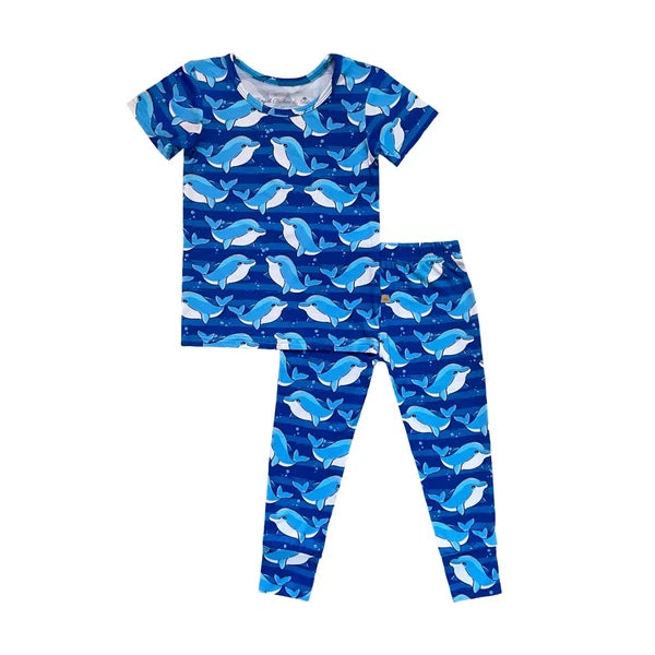 Royal Babies & Tots Austin Dolphin Short Sleeve Bamboo Toddler Pajama Set