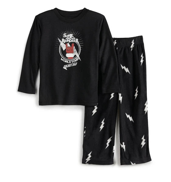 Toddler Jammies For Your Families Santa's World Tour Top & Bottoms Pajama Set