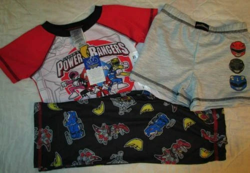Komar Kids Boy's Power Rangers Pajamas 3-Piece Sleepwear Set - 2T or 3T