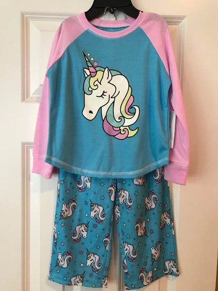 NWT Girl's UNICORN Pajamas PJ Robe 3 piece Set Dreamlife Pink Blue 2T 3T 4 Star