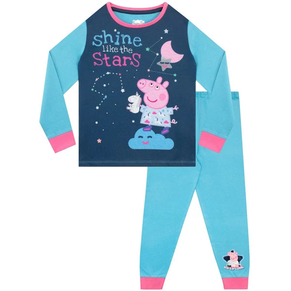 Peppa Pig Pyjamas Kids Girls 18 24 Months 2 3 4 5 6 7 8 Years PJs Sleepwear Blue