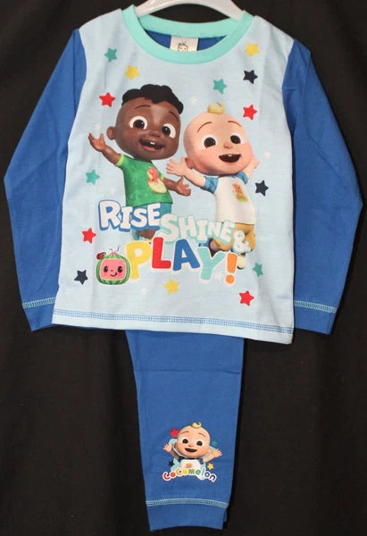 COCOMELON Boys Pyjamas/ Blue PJs in a Choice of 2 Styles Sizes 12 Months-4 Years