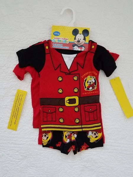 NEW DISNEY MICKEY MOUSE FIREMAN 4 PIECE PJ PAJAMA SETS SZ 2T 3T