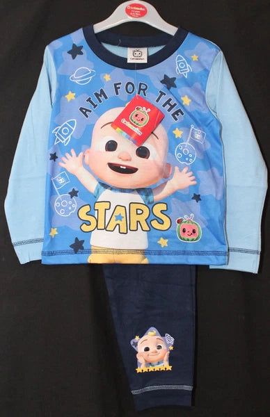 COCOMELON Boys Pyjamas/ Blue PJs in a Choice of 2 Styles Sizes 12 Months-4 Years
