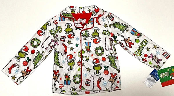 Dr. Seuss The Grinch Who Stole Christmas Tree Pajamas Coat 2 Piece New Tod Boy