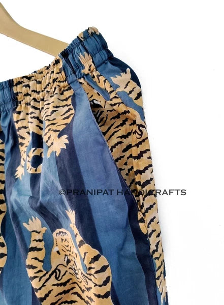 Tibetan Tiger Women Gypsy Sleepwear Cotton Blue Hippie Night wear Top-Pajama set