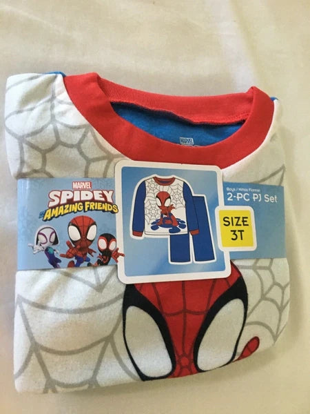 New Marvel Spiderman Boy Flannel 2 pc Pajama Set Toddler Size 2T,3T