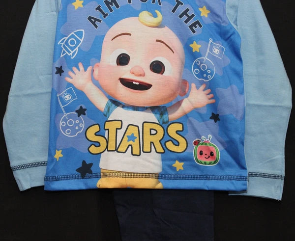 COCOMELON Boys Pyjamas/ Blue PJs in a Choice of 2 Styles Sizes 12 Months-4 Years