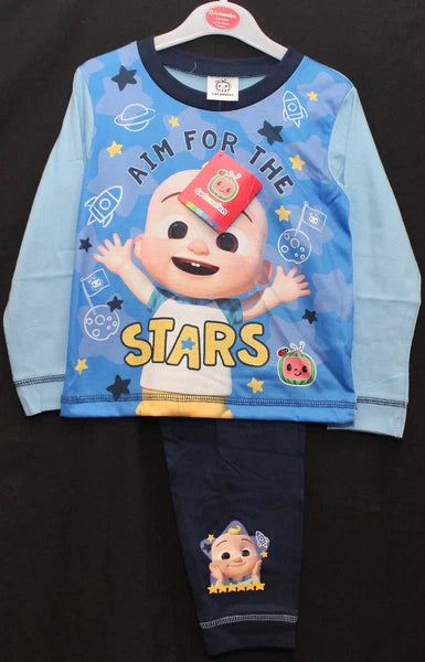 COCOMELON Boys Pyjamas/ Blue PJs in a Choice of 2 Styles Sizes 12 Months-4 Years