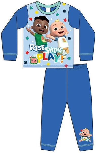 COCOMELON Boys Pyjamas/ Blue PJs in a Choice of 2 Styles Sizes 12 Months-4 Years