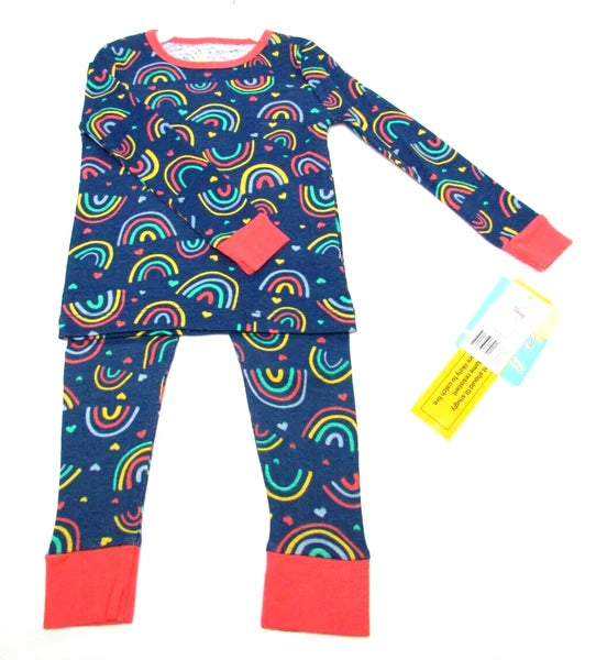 Sol Sleep 2 Piece Pajama Set Multicolor Rainbows & Hearts GP2-3118 - Choose Size