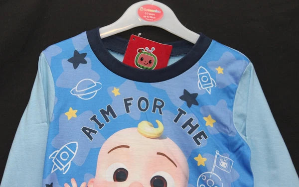 COCOMELON Boys Pyjamas/ Blue PJs in a Choice of 2 Styles Sizes 12 Months-4 Years
