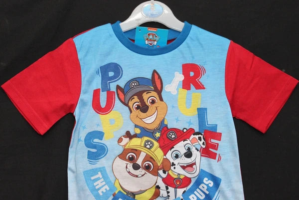 PAW PATROL Boy's Short Pyjamas/ Red & Blue Summer/ Shorty PJs Sizes 1.5-5 Yrs