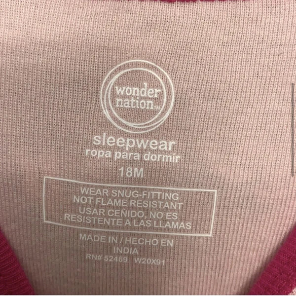 Wonder Nation Toddler Girls' Unicorn Cotton Sleep Set, 2 Piece Size 18mo and 3T