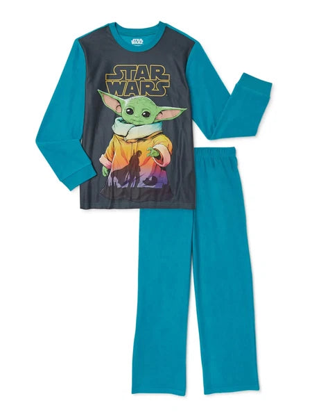 STAR WARS THE MANDALORIAN CHILD BOYS SIZE 14/16 PAJAMAS FLANNEL 2-PIECE SET NEW
