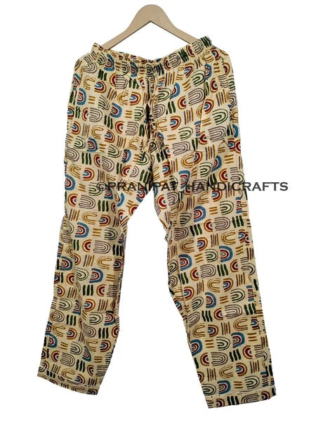 Women Abstract Summer Beige Hippie Sleepwear Cotton Ethnic Night wear Pajama set