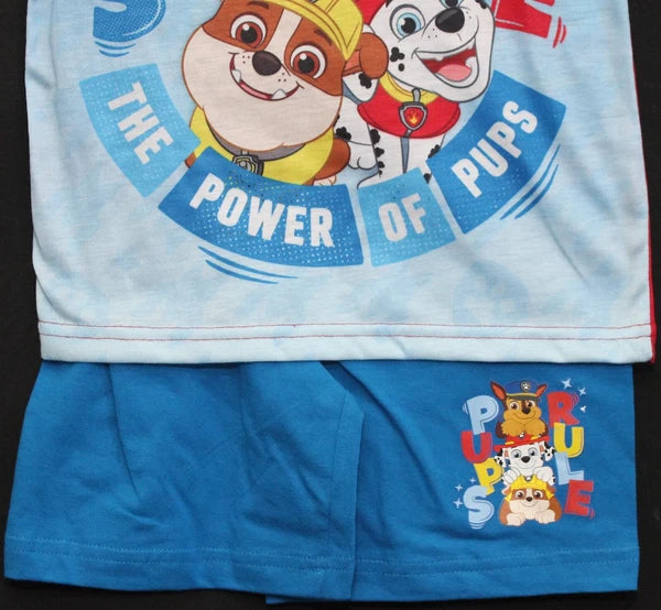 PAW PATROL Boy's Short Pyjamas/ Red & Blue Summer/ Shorty PJs Sizes 1.5-5 Yrs