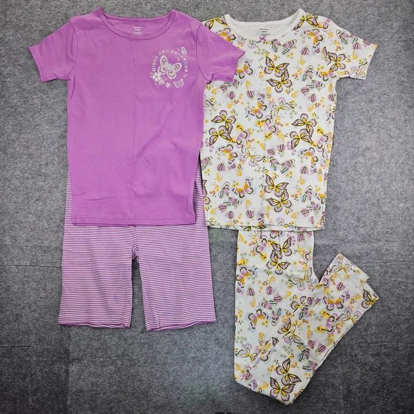 Oshkosh B'gosh Kid Girl 4-Piece Butterfly Pajama Set short, pant 14 Purple NEW