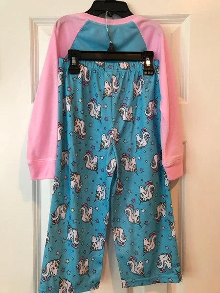 NWT Girl's UNICORN Pajamas PJ Robe 3 piece Set Dreamlife Pink Blue 2T 3T 4 Star