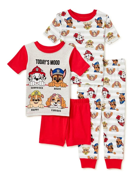 New Toddler Boy PAW Patrol 4 Piece Today's Mood Pajama Set 2 3 4 5