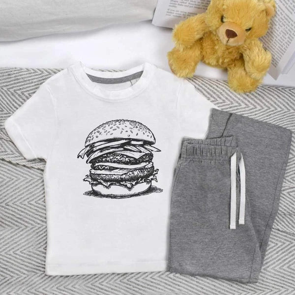 'Stacked Burger' Kids Nightwear / Pyjama Set (KP048534)
