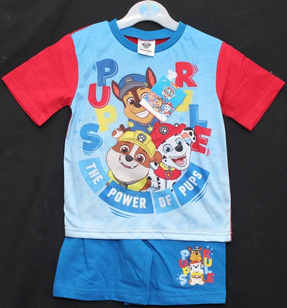 PAW PATROL Boy's Short Pyjamas/ Red & Blue Summer/ Shorty PJs Sizes 1.5-5 Yrs