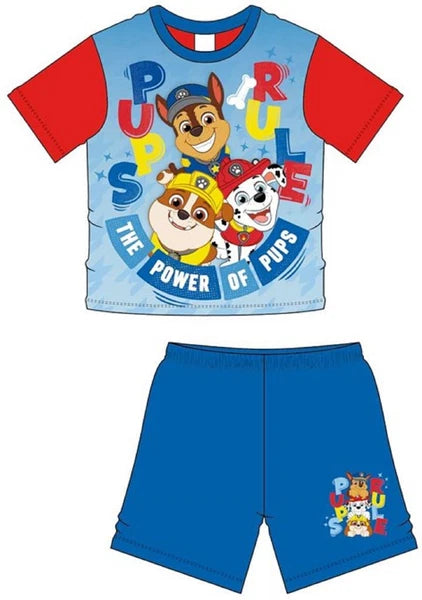 PAW PATROL Boy's Short Pyjamas/ Red & Blue Summer/ Shorty PJs Sizes 1.5-5 Yrs